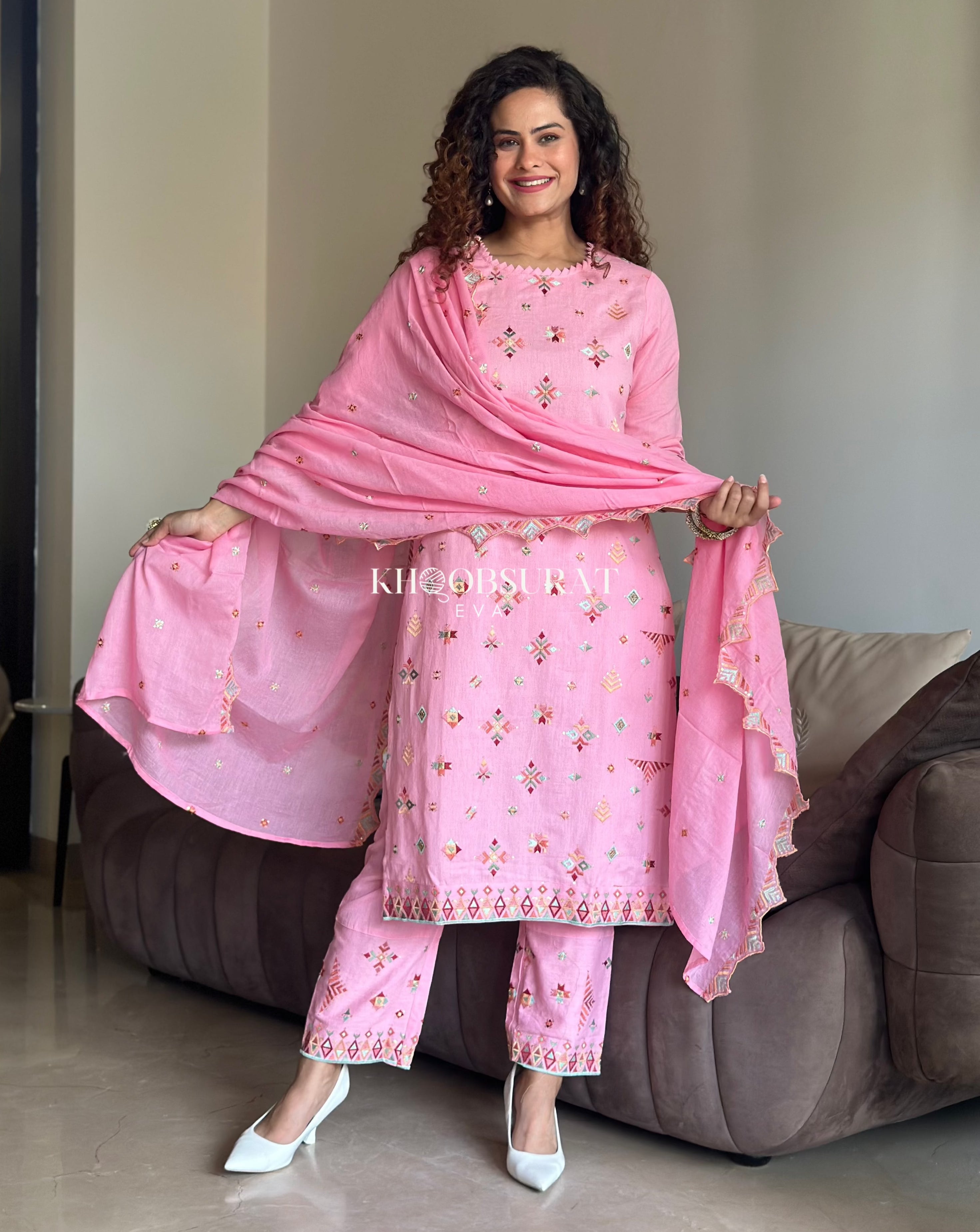 Stylish Pink Cotton Kurta Suit Set for Women | Comfortable Ethnic Outfit | Perfect for Festivals, Weddings & Casual Wear