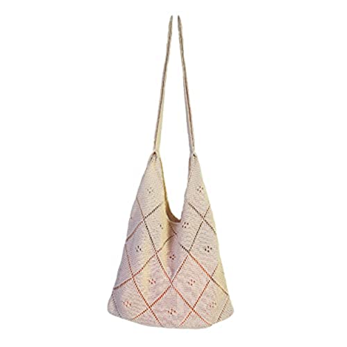 Fairycore Hobo Bag for Women - Trendy Knitted Crochet Tote Bag - Indie Grunge Aesthetic Cottagecore Accessory - Perfect for Music Festivals, Boho Outfits & Everyday Boho Chic Style