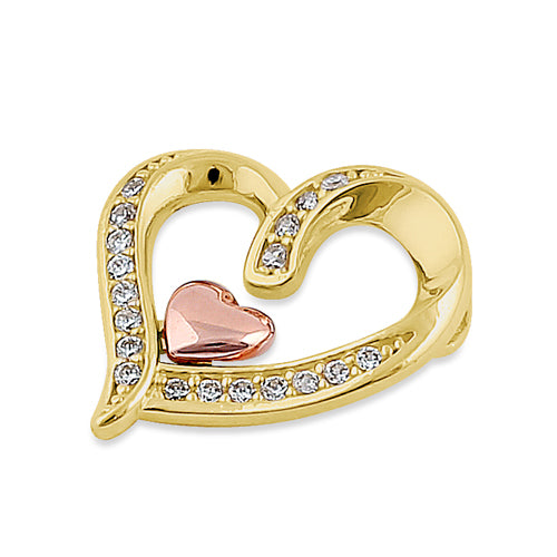 14K Solid Gold Rose Gold Plated Heart CZ Pendant Necklace for Women - Elegant Jewelry Gift for Valentine's Day, Anniversary & Special Occasions