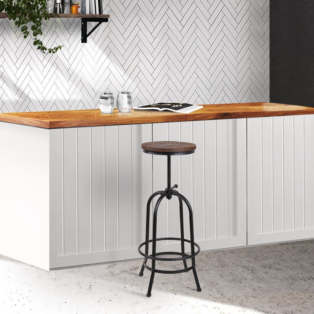 Artiss Adjustable Wood Bar Stools - Modern Kitchen & Dining Room Counter Height Chairs for Home & Bar Use