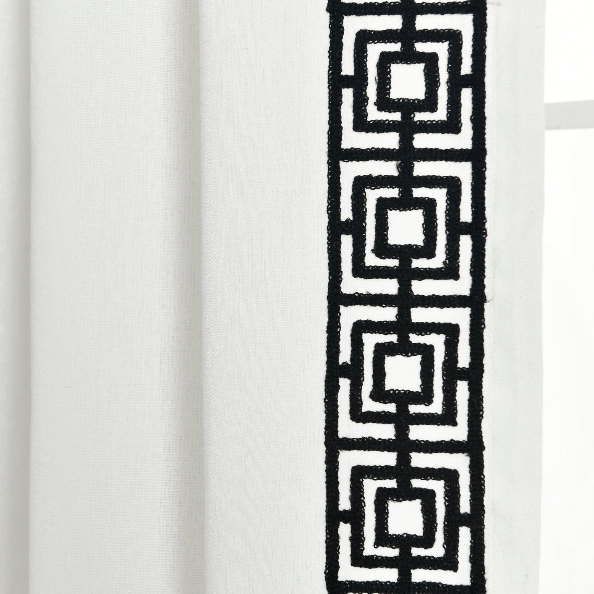 Luxury Modern Square Embroidery Border Window Curtain Panel - Elegant Home Decor for Living Room, Bedroom & Dining Room