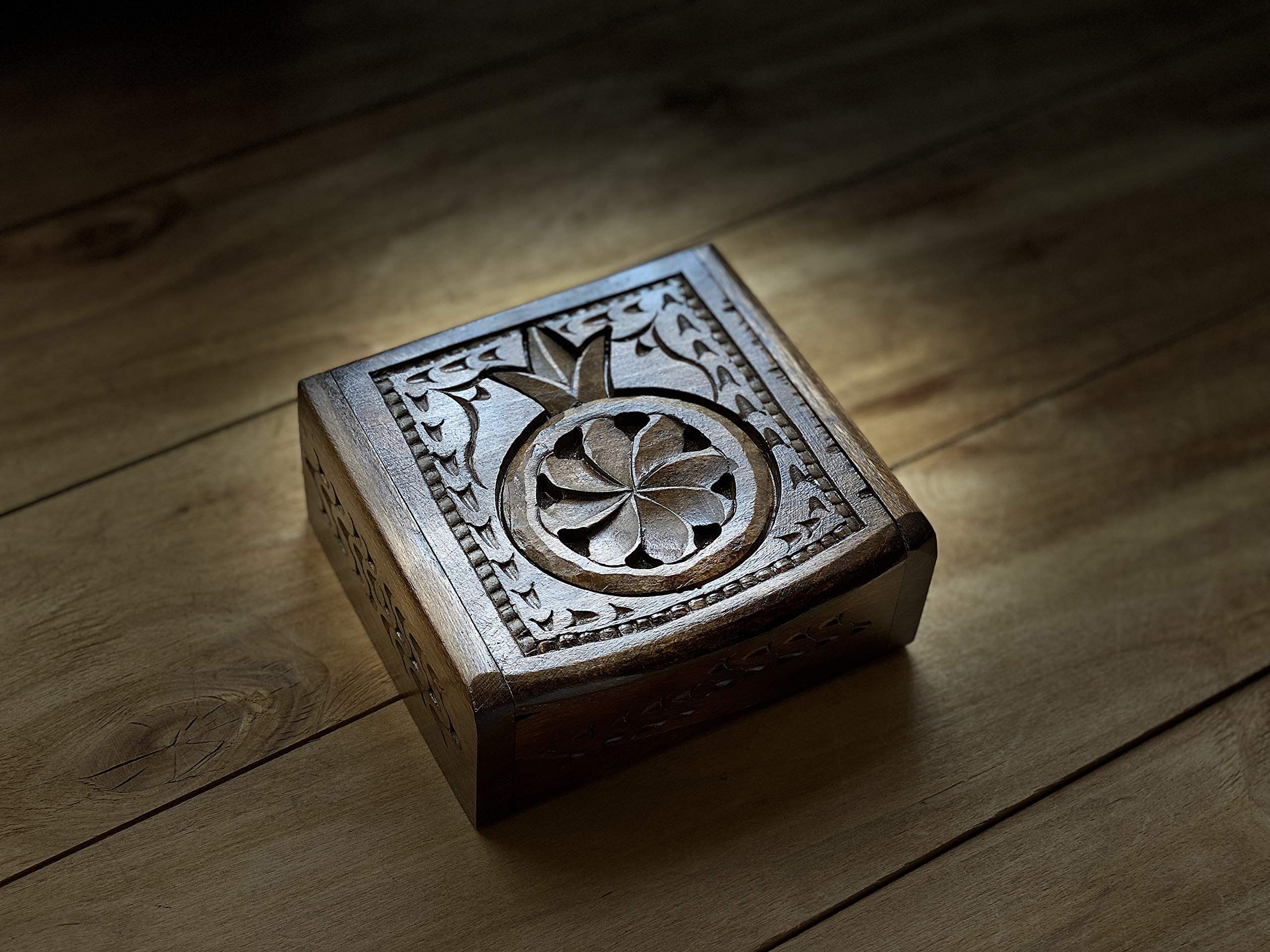Handmade Armenian Walnut Wood Jewelry Box - Exquisite Carved Hardwood with Ornaments, Perfect Gift & Souvenir for Women - Ideal for Jewelry Storage, Home Decor, and Wedding Keepsakes