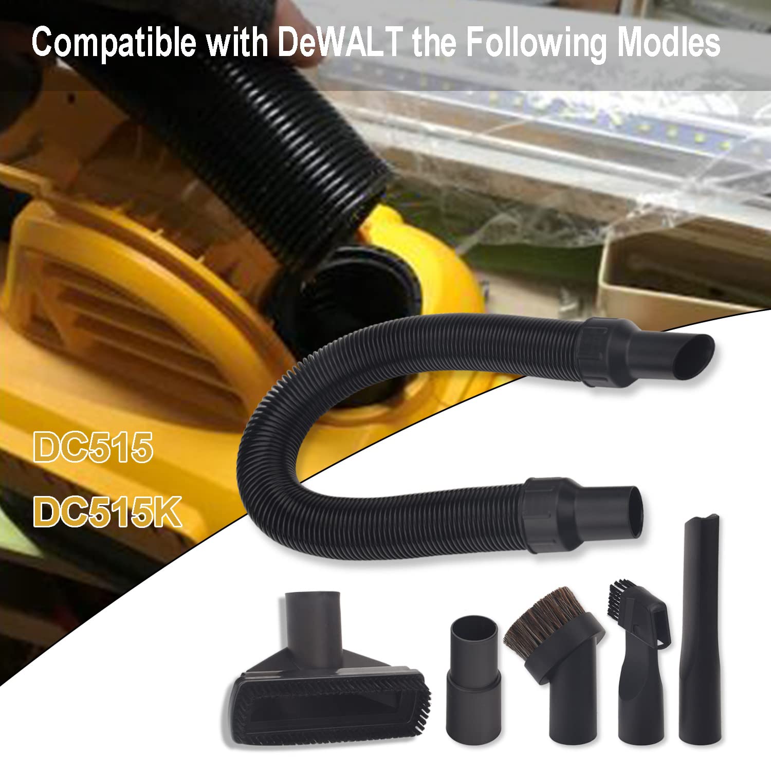 5140027-25 Replacement Hose Assembly & Attachment Kit for Dewalt Wet/Dry Vacuum Cleaner - Compatible with DC515, DC515K Models - Perfect for Workshop, Garage & Construction Site Cleaning