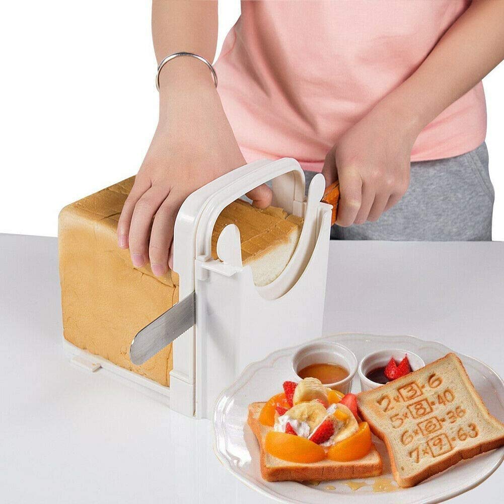 2-in-1 Adjustable Bread Slicer & Cake Cutter - Folding Sandwich Maker with Thickness Control - Perfect for Home Baking, Toast Preparation & DIY Desserts (Green)