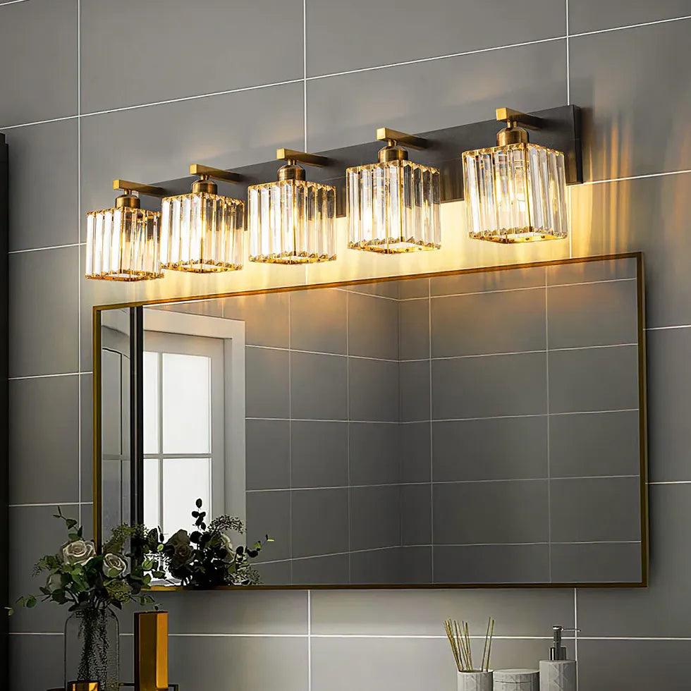 Elegant Gold Crystal Wall Sconces for Bathroom - Modern Vanity Lighting for Spa, Powder Room & Home Decor
