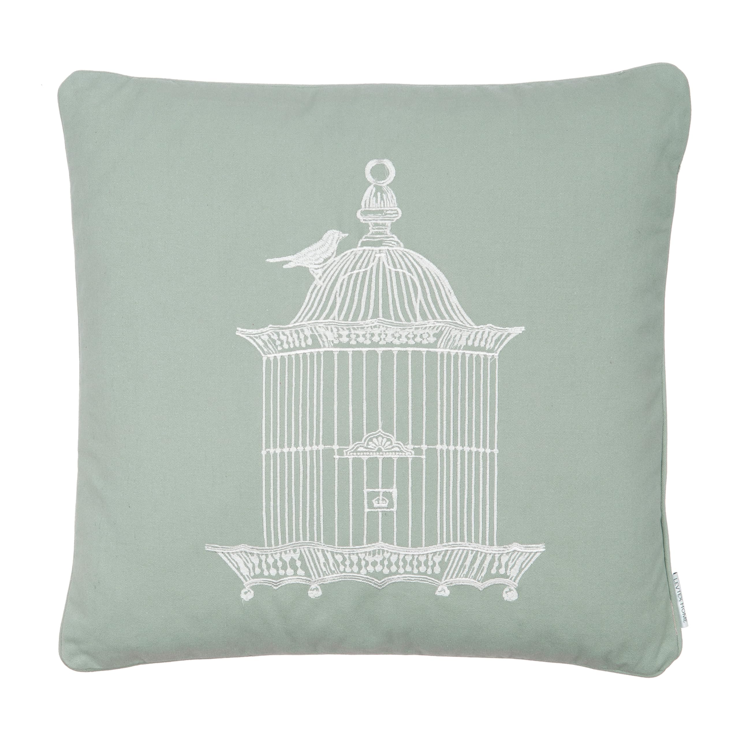 Levtex Home Palladium Birdcage Decorative Throw Pillow - Teal Blue Velvet Cover for Sofa, Bed & Living Room Decor