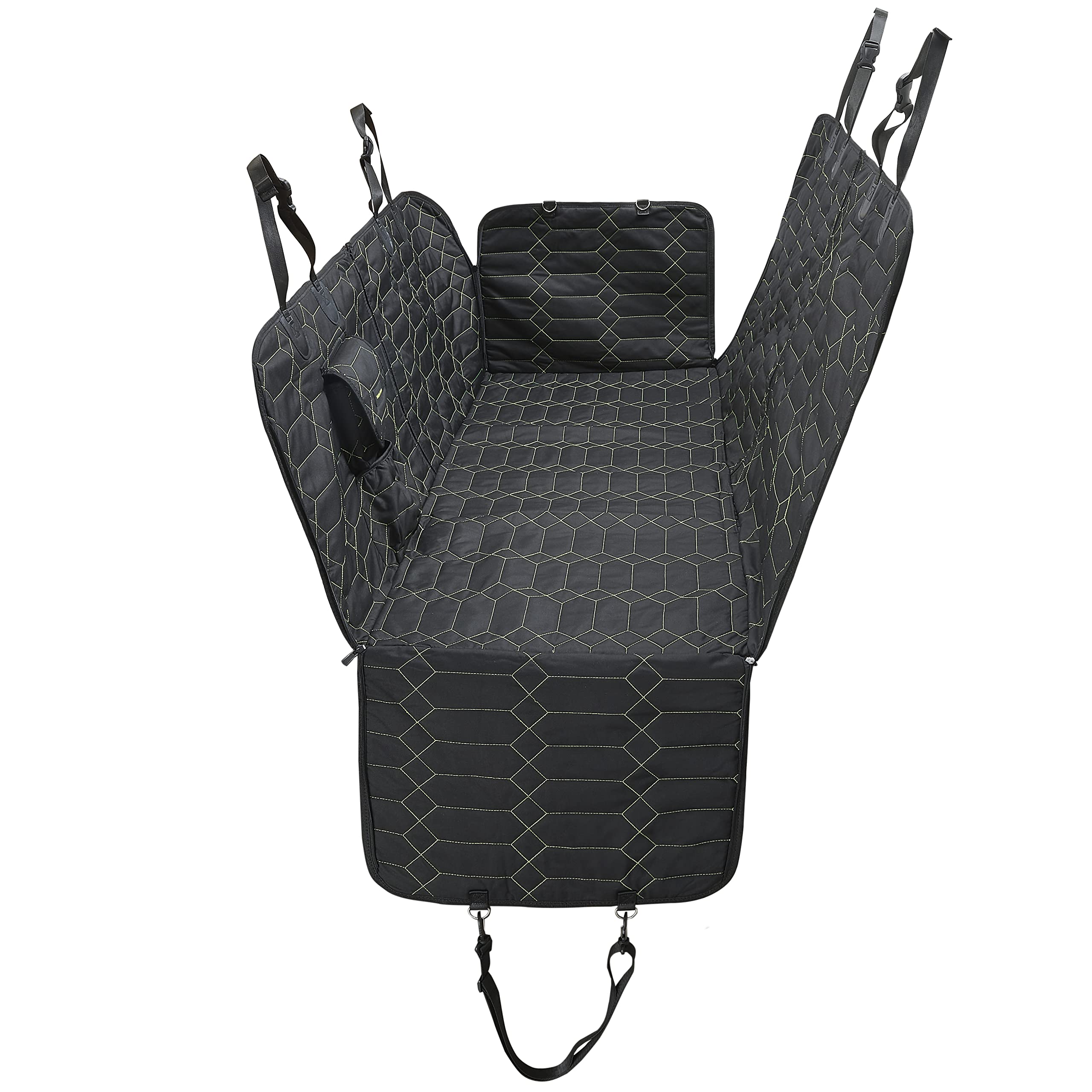 RBSC 60-Inch Waterproof Dog Car Seat Cover - Heavy Duty Scratch Proof Nonslip Hammock with Storage Pockets for Cars, Trucks, SUVs | Perfect for Travel, Outdoor Adventures & Pet Protection