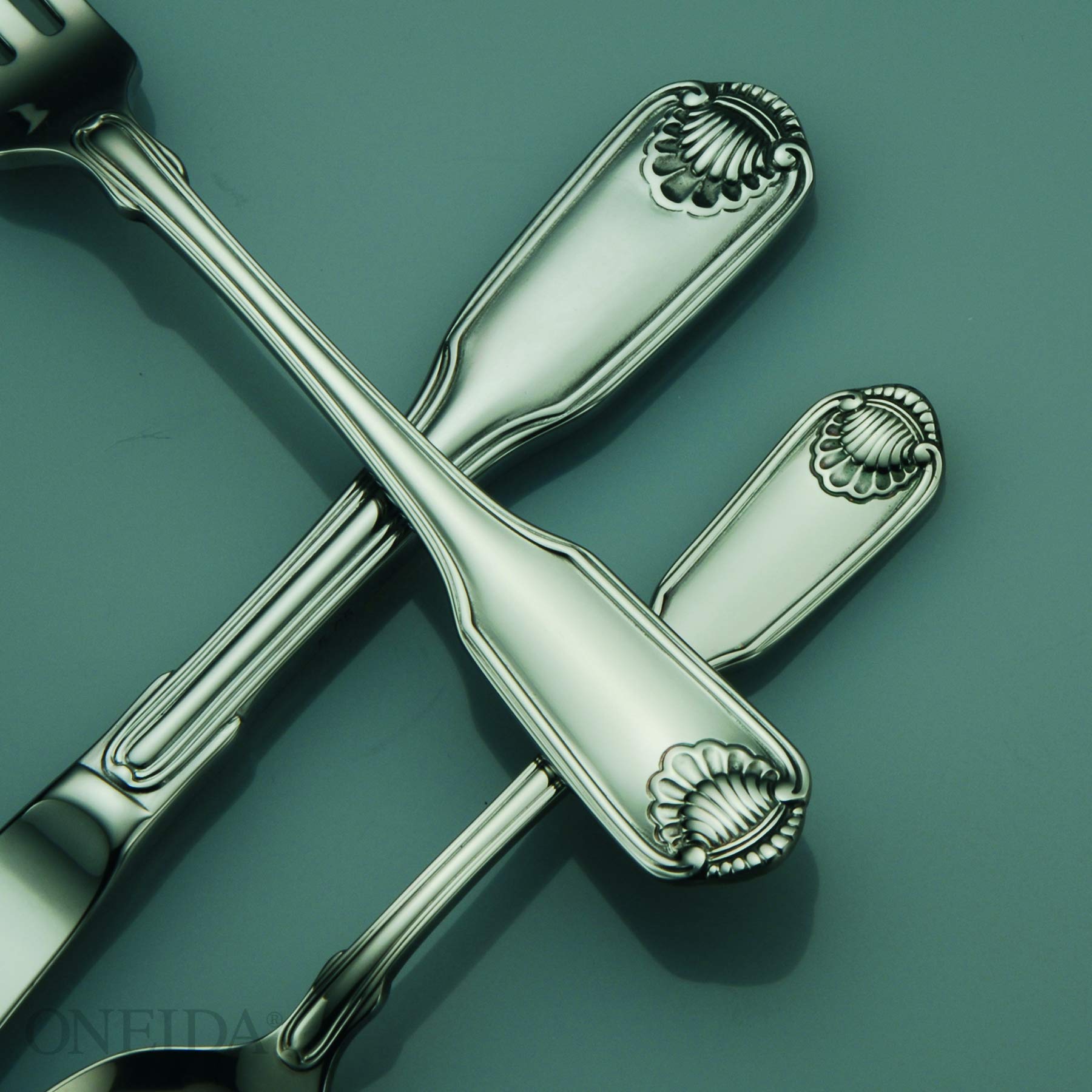Oneida Classic Shell Teaspoon Set - 12 or 36 Pieces, Stainless Steel Silverware for Restaurant, Catering & Home Dining