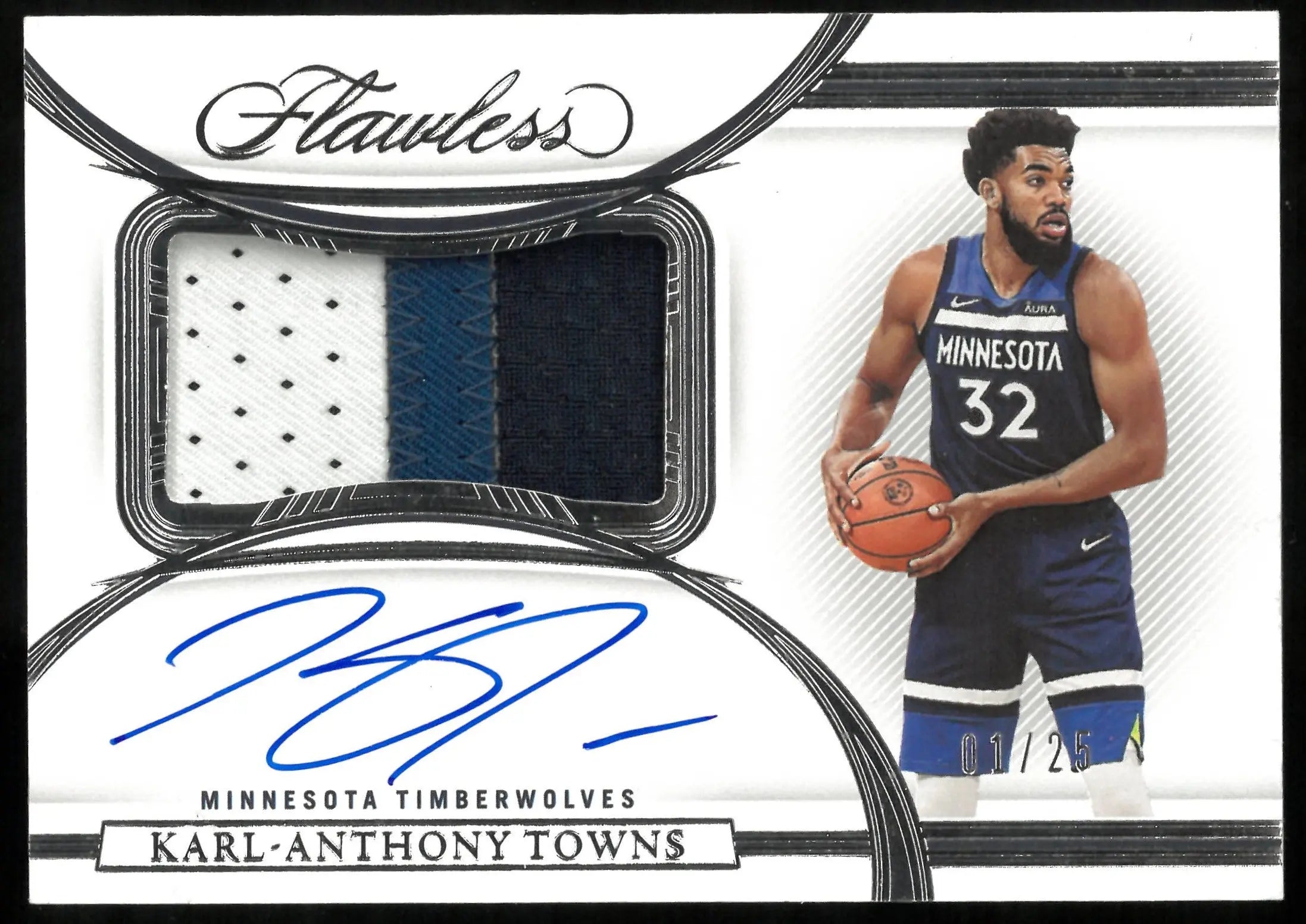 2021-22 Panini Flawless Karl-Anthony Towns Jersey Patch Autograph Card 01/25 #HPA KAT - Rare NBA Memorabilia for Collectors & Basketball Fans