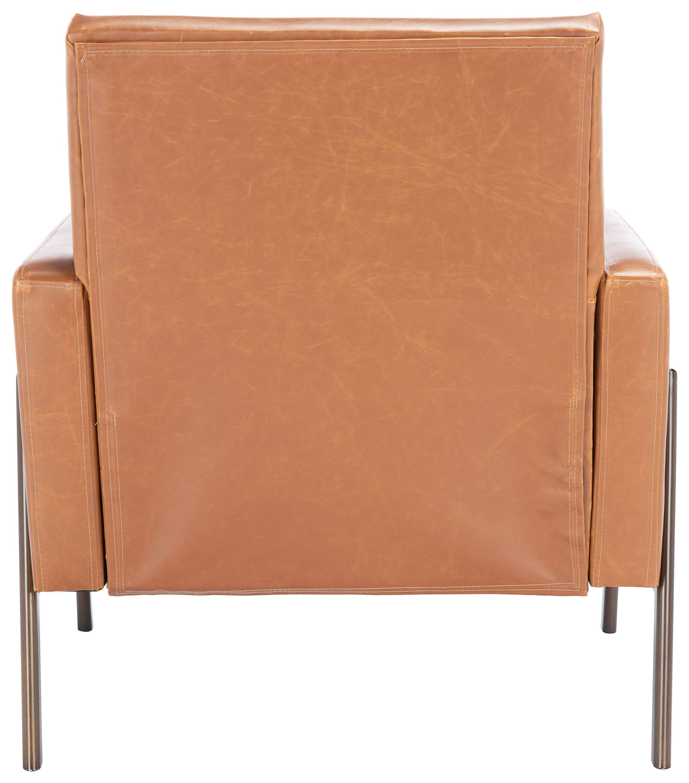 SAFAVIEH Roald Faux Leather Accent Club Chair ACH6209C - Light Brown/Antique Coffee - Modern Living Room Furniture for Home Office, Lounge & Reading Nook