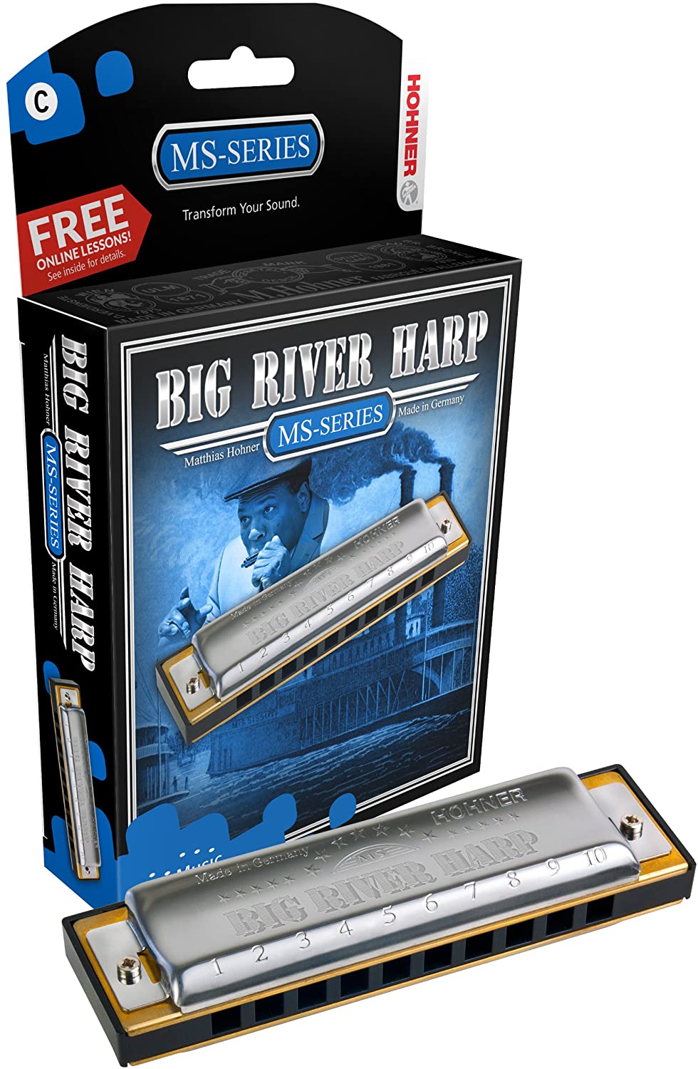 Hohner 590BXC MS Series Big River Harmonica in Key of C - Premium Diatonic Blues Harmonica for Professional Musicians & Beginners - Perfect for Blues, Folk, Rock & Live Performances