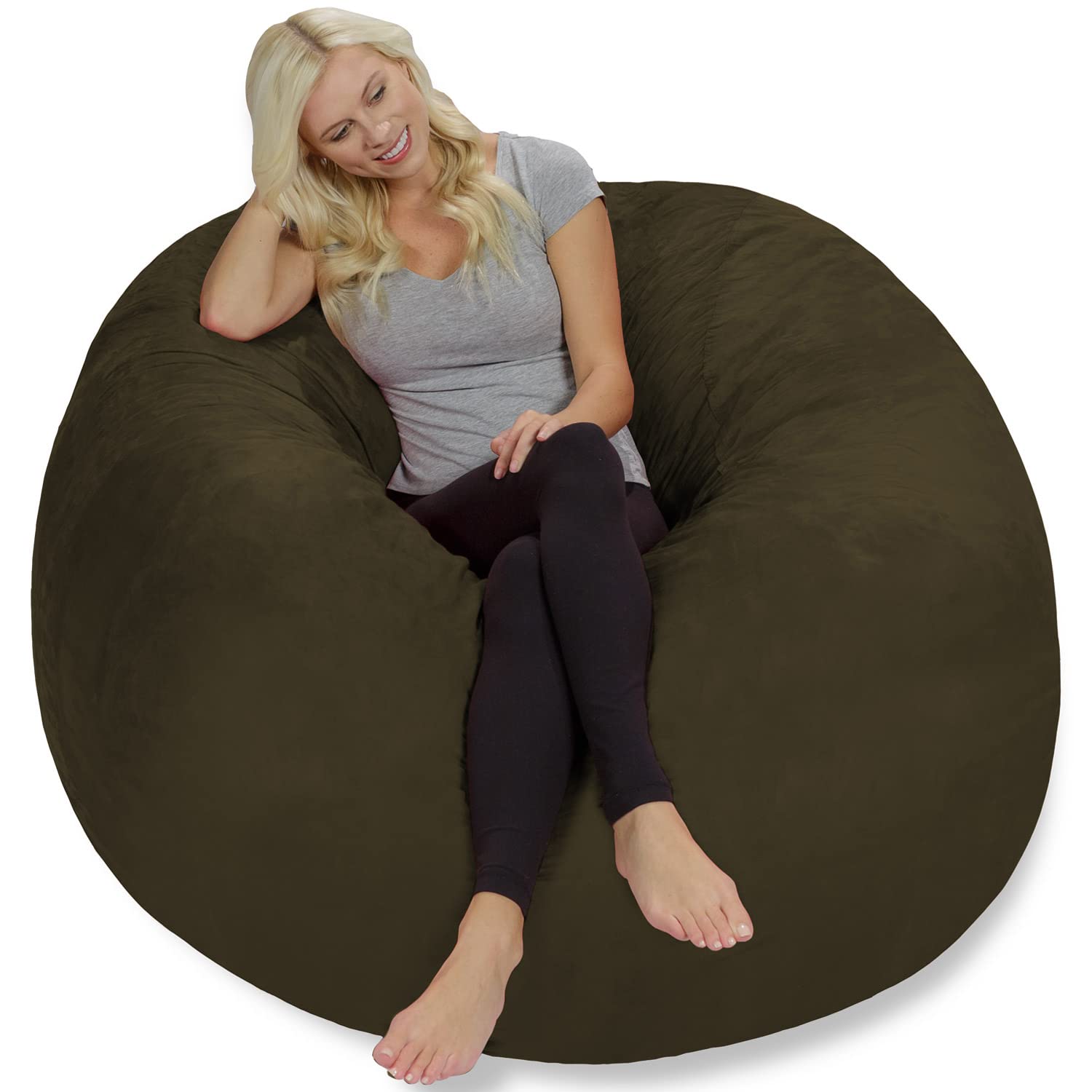 Chill Sack Giant 5' Memory Foam Bean Bag Chair - Ultra Soft Microfiber Cover (Army Green) - Perfect for Living Rooms, Game Rooms & Dorm Relaxation