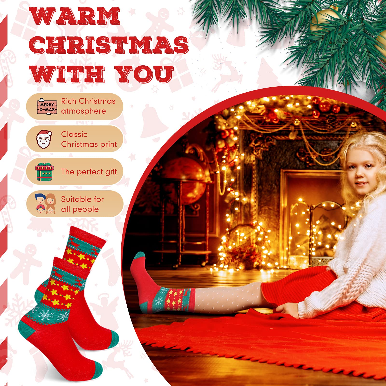 BBTO 70 Pairs Christmas Crew Socks - Holiday Colorful Cozy Xmas Socks for Women & Men - Warm Festive Novelty Santa Claus Socks - Perfect for Winter Gifts, Stocking Stuffers & Christmas Parties