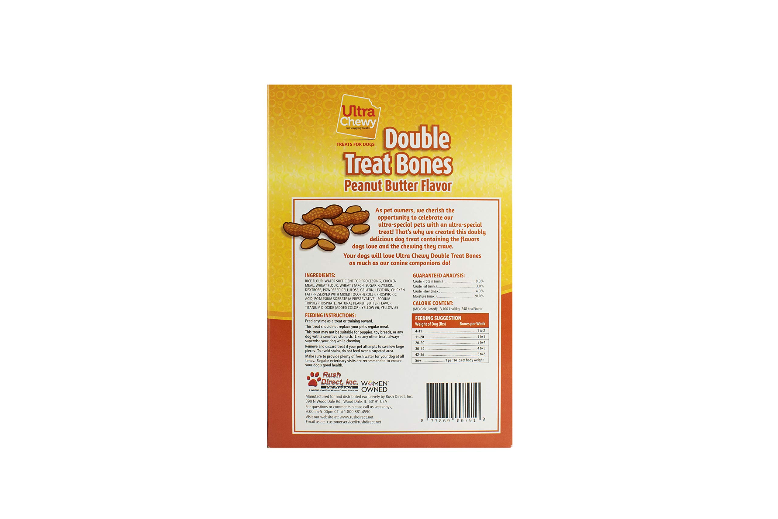 Premium Peanut Butter Double Treat Dog Bones - Long-Lasting Chews for Large & Small Breeds | Highly Digestible USA-Made Dog Treats for Aggressive Chewers (24 Count) - Perfect for Training Rewards, Dental Health & Anxiety Relief
