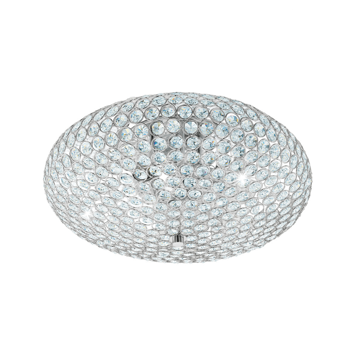 Eglo Clemente 35cm Flush Mount Ceiling Light with Chrome Finish & Clear Glass Crystals - Perfect for Bedroom, Living Room, or Hallway Lighting