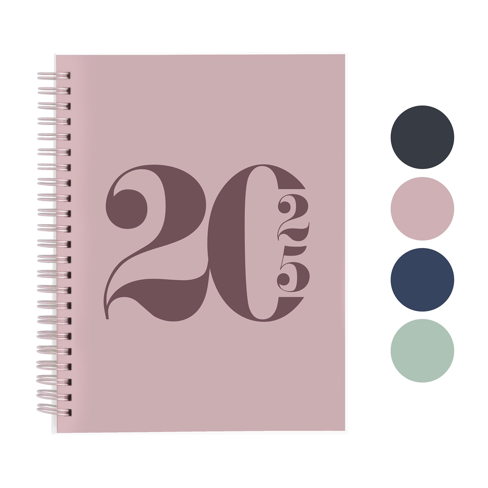 Rileys 2025 Weekly Planner - 8 x 6 Inch Pink Typographic Annual & Monthly Agenda Organizer with Flexible Cover, Notes Pages & Twin-Wire Binding | Perfect for Students, Professionals & Goal Tracking