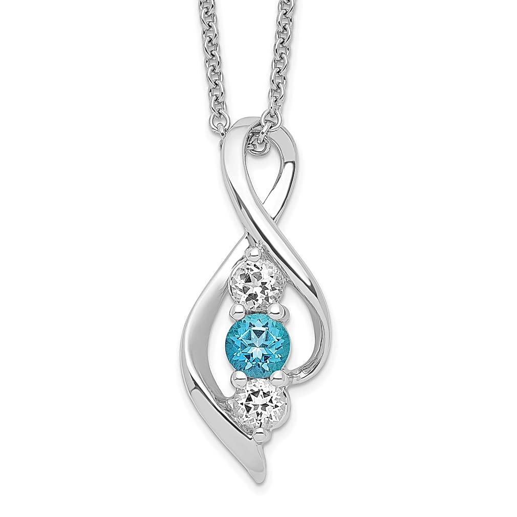 925 Sterling Silver Swarovski Topaz Pendant Necklace for Women - Blue Legacy Chain with Inspirational Charm - Elegant Fine Jewelry Gift for Her | Perfect for Anniversaries, Birthdays & Special Occasions