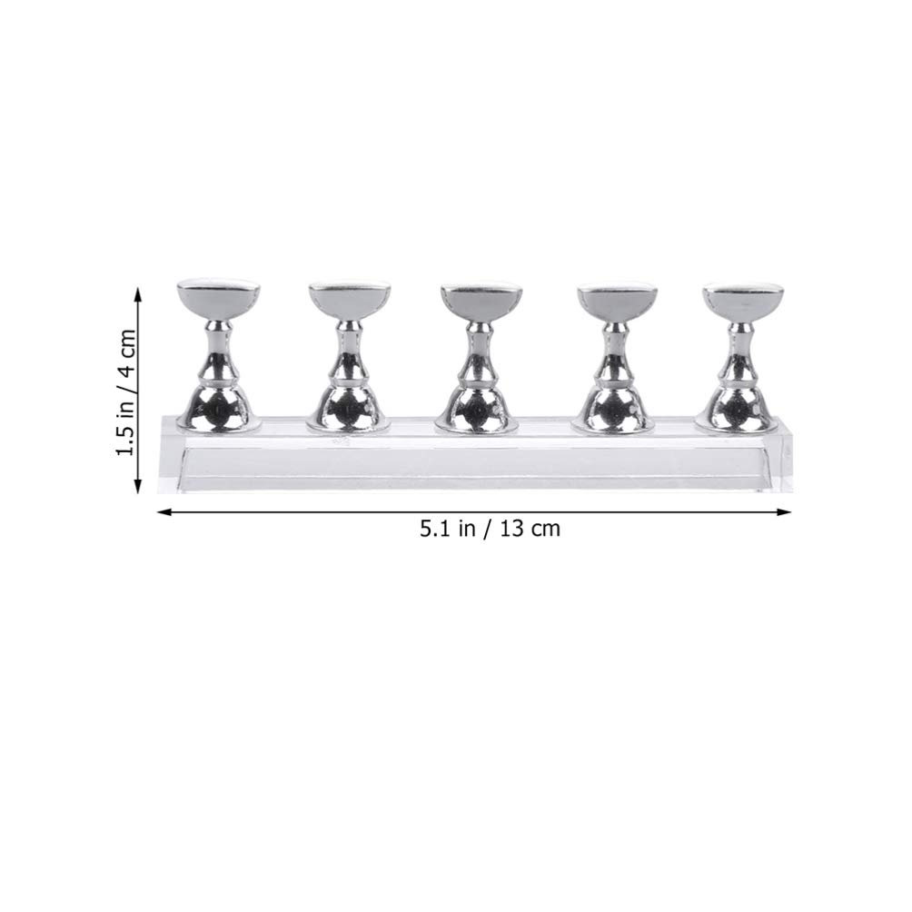 4 Sets Acrylic Nail Display Stands - Magnetic Mount Crystal Base Fingernail Holders for Nail Art, Manicure Tools & Salon Display | Perfect for Nail Technicians, Home Salons & Professional Nail Art Showcases