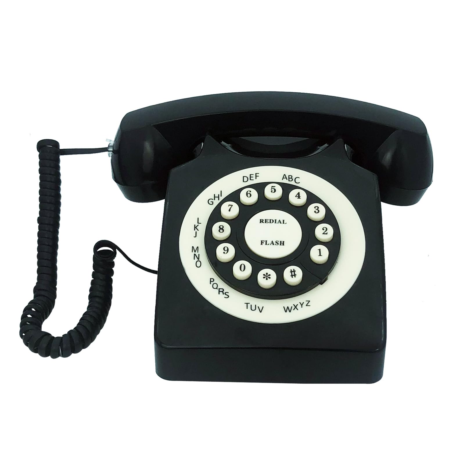 Vintage Retro Corded Landline Telephone - Classic Wired Home & Office Phone with Clear Sound, Ideal for Seniors & Nostalgic Decor (Black) | Perfect for Home Offices, Bedrooms & Vintage-Themed Spaces