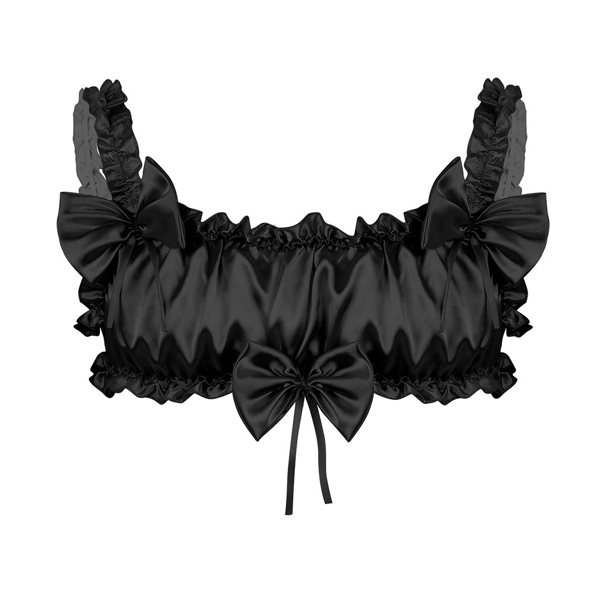 ACSUSS Sissy Men's Frilly Satin Training Bra - Wire-Free Bralette for Crossdressers & Cosplay - Comfortable Crop Top for Crossdressing, Roleplay & Gender Expression