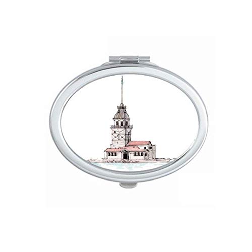 DIYthinker Portable Foldable Double-Sided Makeup Mirror - Istanbul Turkey Maiden's Tower Design, Travel & Home Vanity Essential