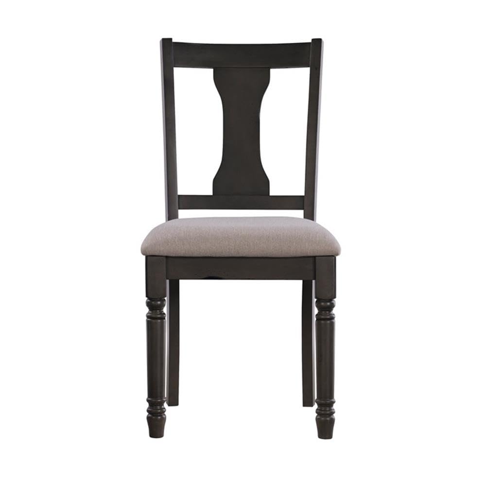 Pemberly Row Transitional Wood Dining Chairs Set of 2 - Gray Upholstered Side Chairs for Kitchen, Dining Room & Office - Comfortable Modern Accent Chairs
