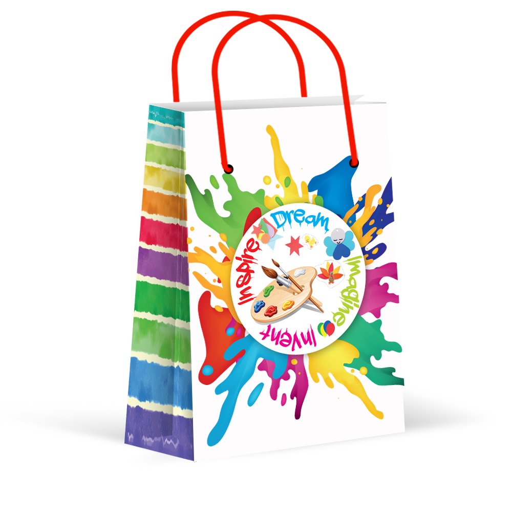 Premium Paint Party Favor Bags - 12 Pack Art Party Supplies for Kids, DIY Paint & Art Themed Goody Bags, Treat Bags & Gift Bags - Perfect for Birthday Decorations, Classroom Activities & Creative Celebrations