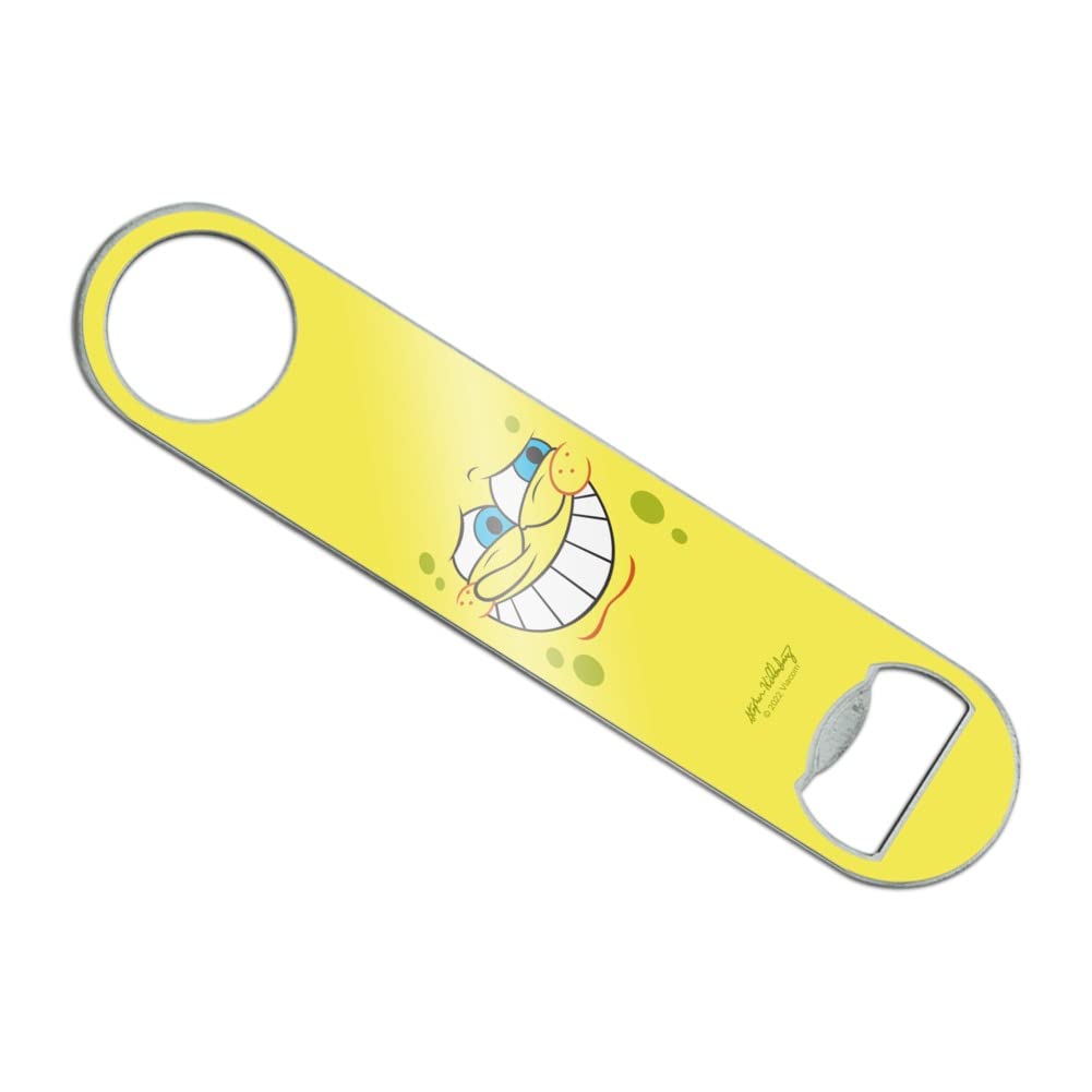 SpongeBob Guilty Face Stainless Steel Bottle Opener - Bartender Tool with Vinyl Cover for Beer, Soda & Home Bar Use - Perfect for Parties, BBQs & Bartending