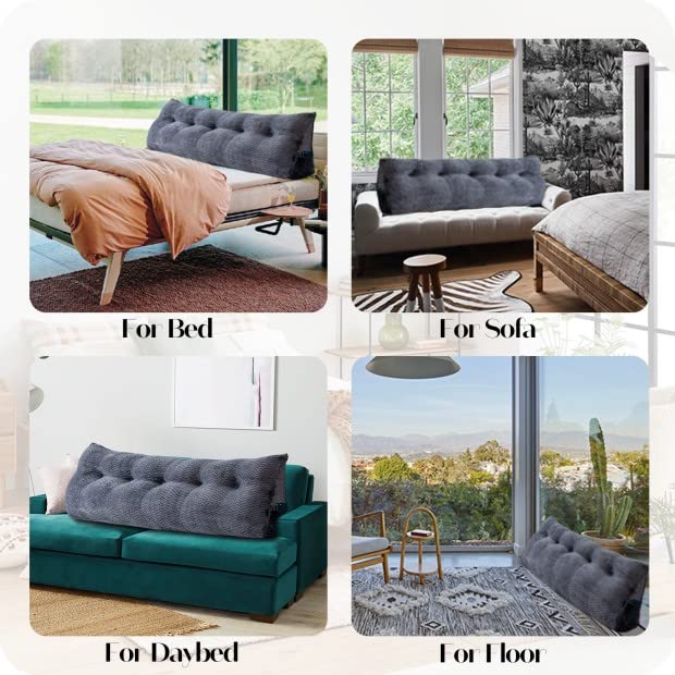 Large Triangular Headboard Wedge Pillow with Removable Cover - Backrest Support for Reading, Watching TV & Relaxing in Bed - Perfect for Daybeds, Sofas and Home Comfort