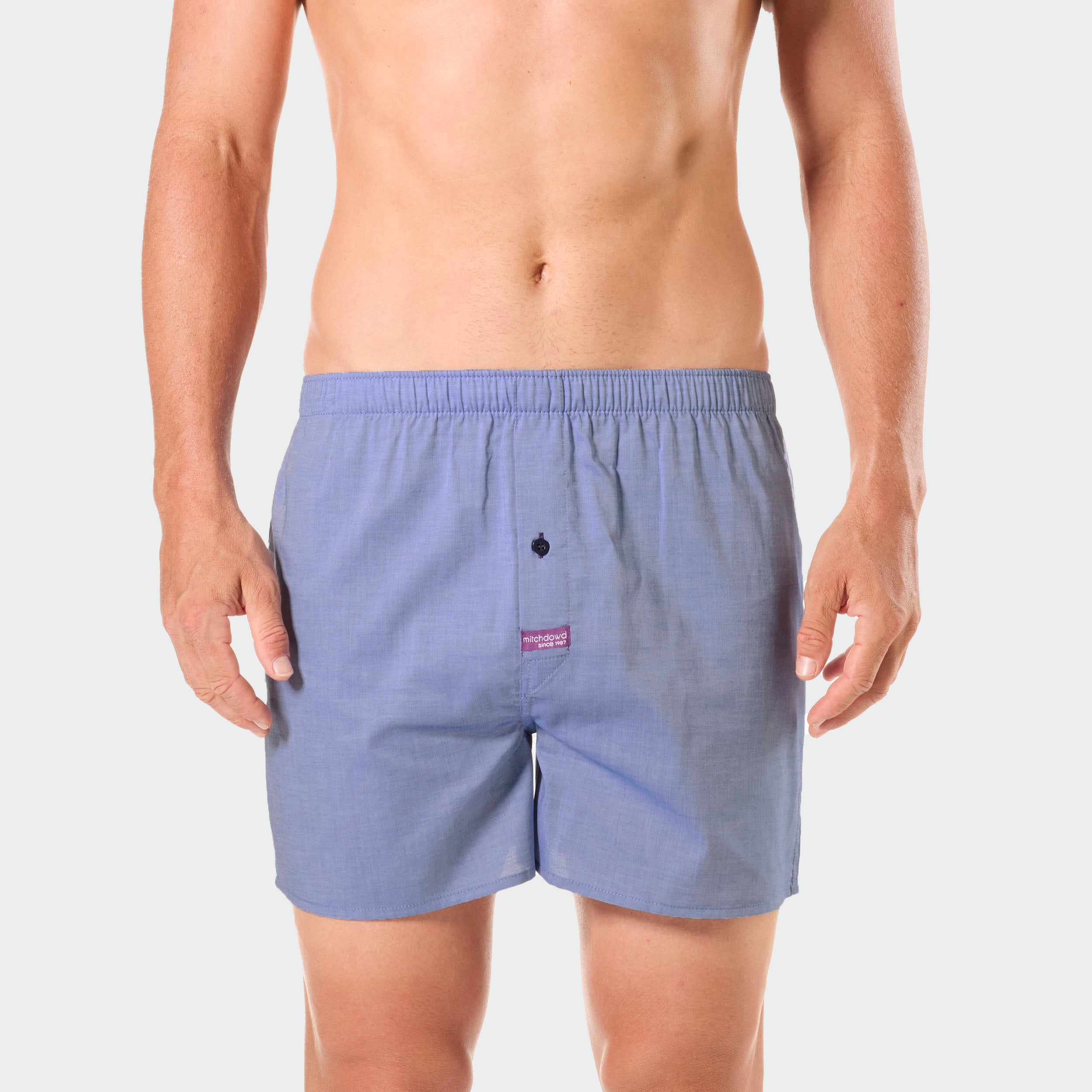 Men's 5-Pack Cotton Check Boxer Shorts - Soft Breathable Underwear for Daily Wear & Lounge - Blue