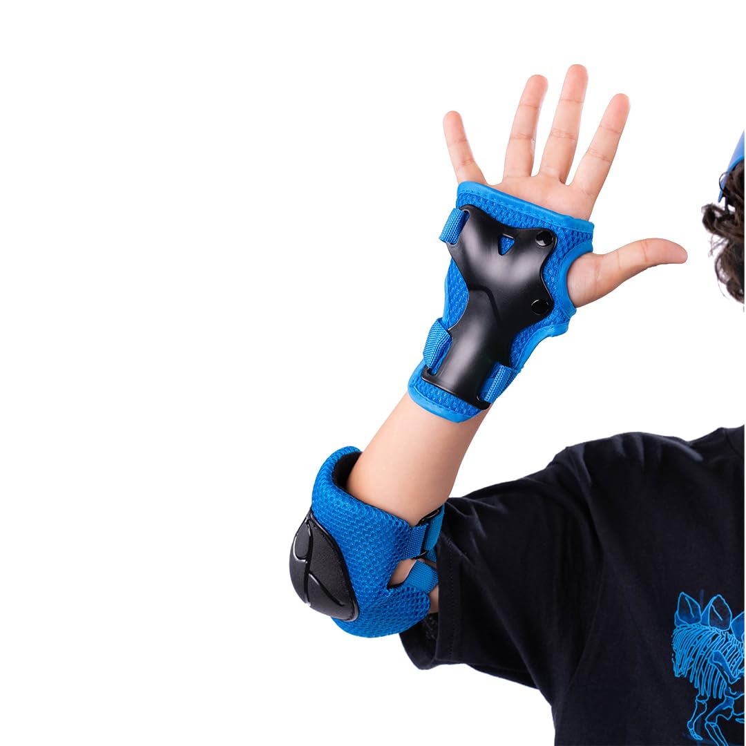 Rude Boyz Kids Skateboard & Bike Helmet Protective Gear Set - Youth Knee Pads, Elbow Pads, Wrist Guards for Boys & Girls - Perfect for Skateboarding, Cycling & Scooter Riding Safety