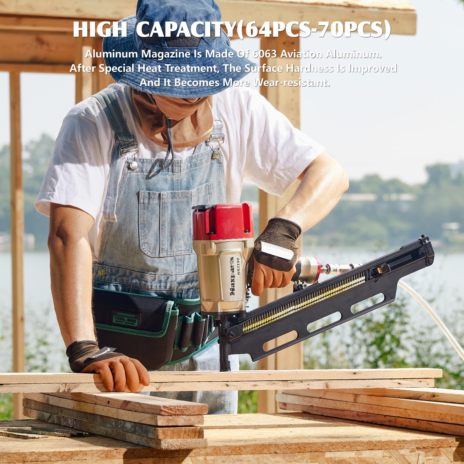 Maxparts NR2190 21° Framing Nail Gun - Heavy Duty Pneumatic Nailer for 2