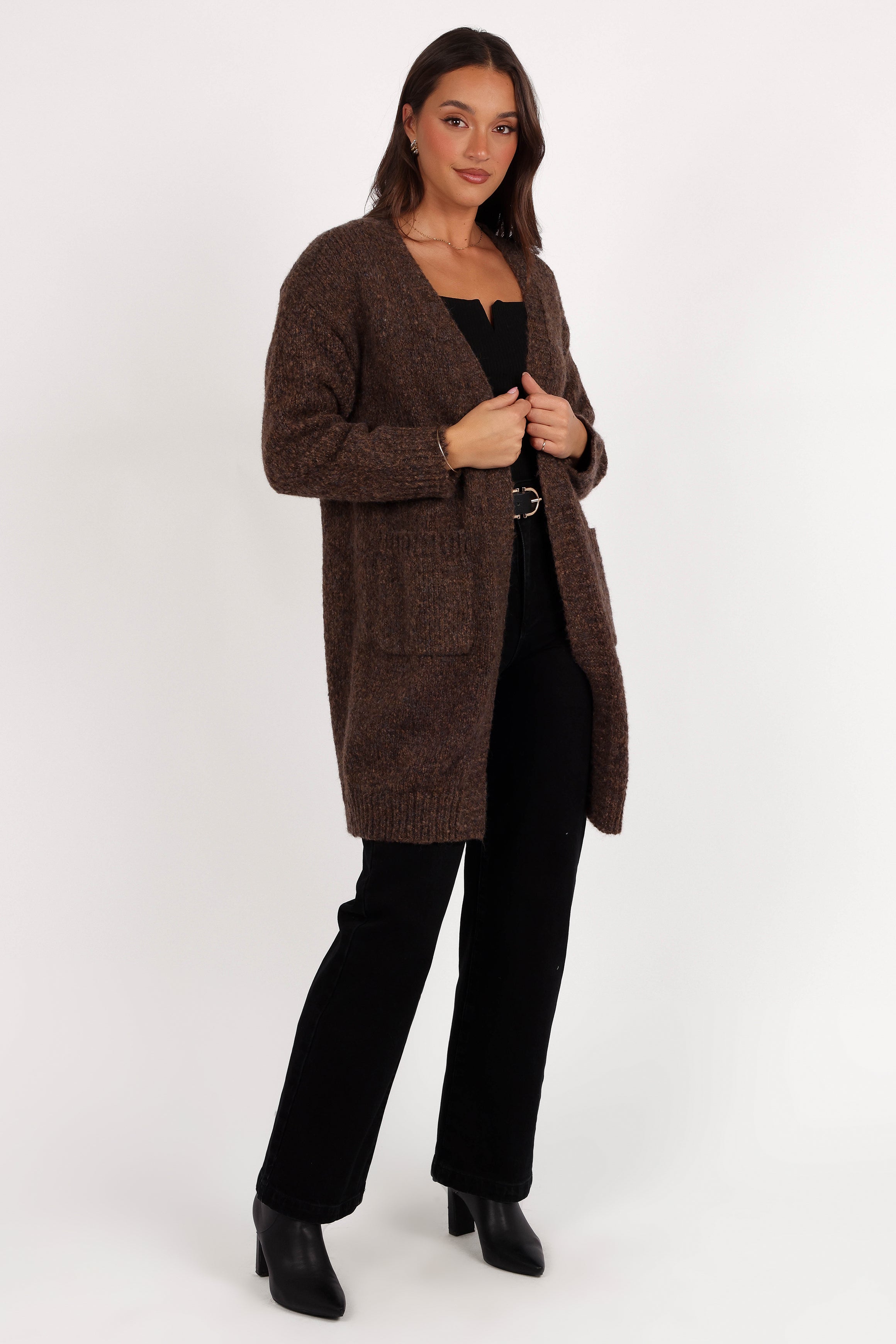 Callan Long Cardigan for Women - Soft & Cozy Brown Open Front Cardigan Sweater | Perfect for Fall, Winter & Layering Outfits