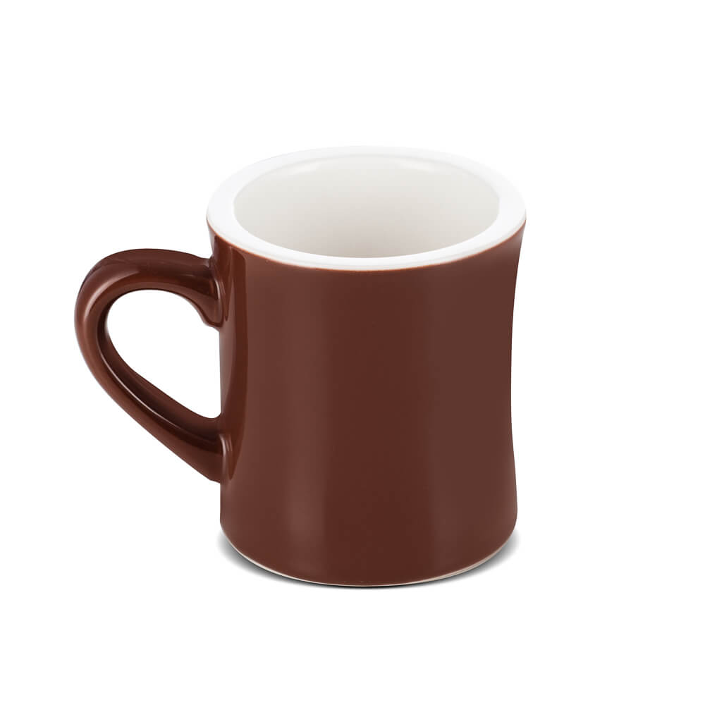 Premium Brown Porcelain Diner Mug for Espresso - 10oz (305ml) Coffee Cup - Ideal for Home, Office & Café Use