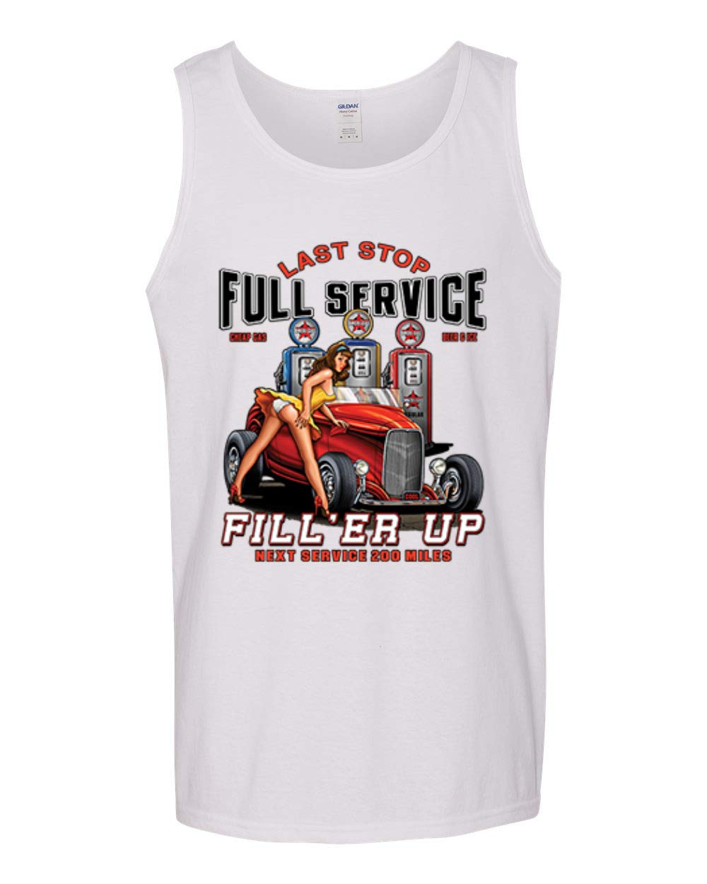 Vintage Hot Rod Gas Station Attendant Graphic Tank Top for Men - Retro Car Lover Tee for Casual Wear, Car Shows & Summer Outfits