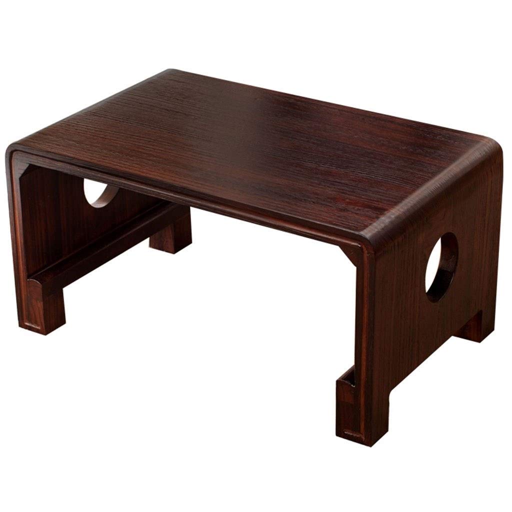 Japanese-Style Solid Wood Coffee Table - Tatami Low Table for Balcony, Study & Tea Room - Antique Brown Finish - 70x45x40cm - Perfect for Zen Decor, Small Spaces & Asian-Inspired Interiors