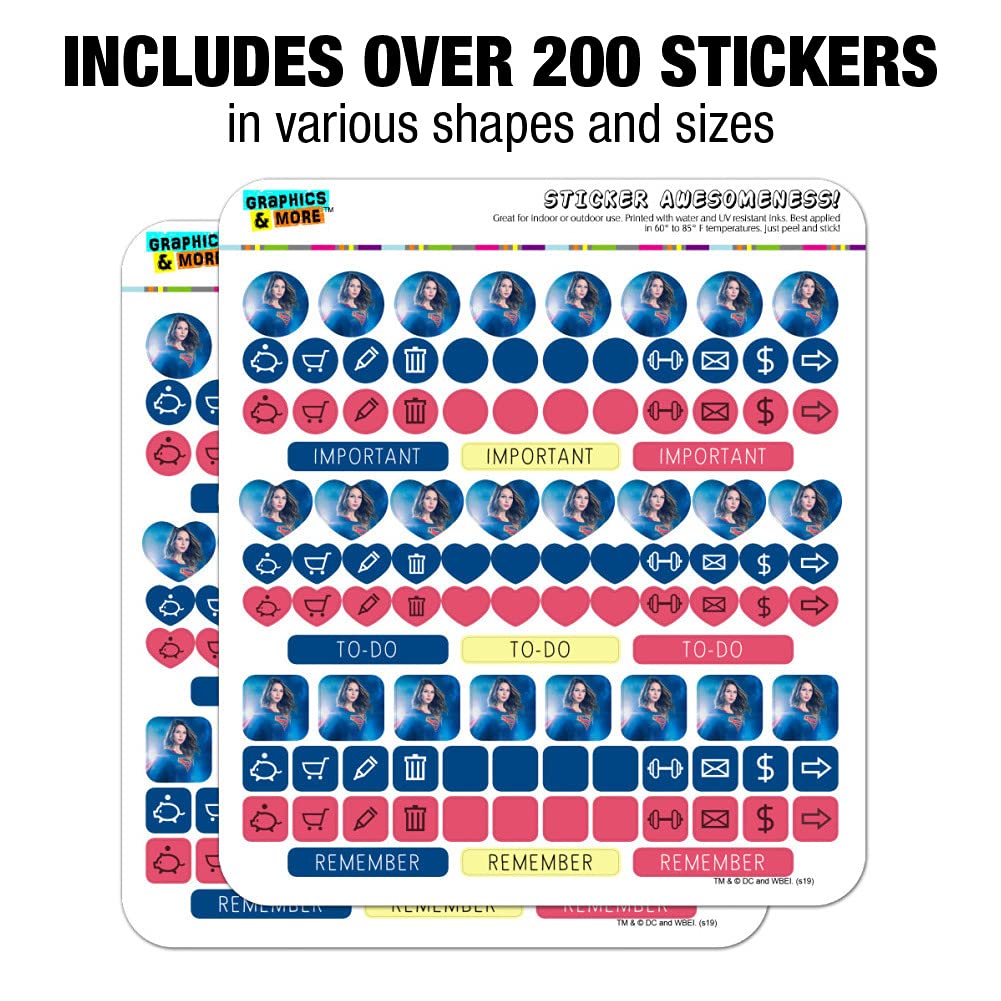 Supergirl TV Series Sticker Set - Superhero Planner Calendar & Scrapbooking Supplies for DIY Crafting, Journaling, Bullet Journal - Perfect for Fans, Gift Ideas, Party Decorations
