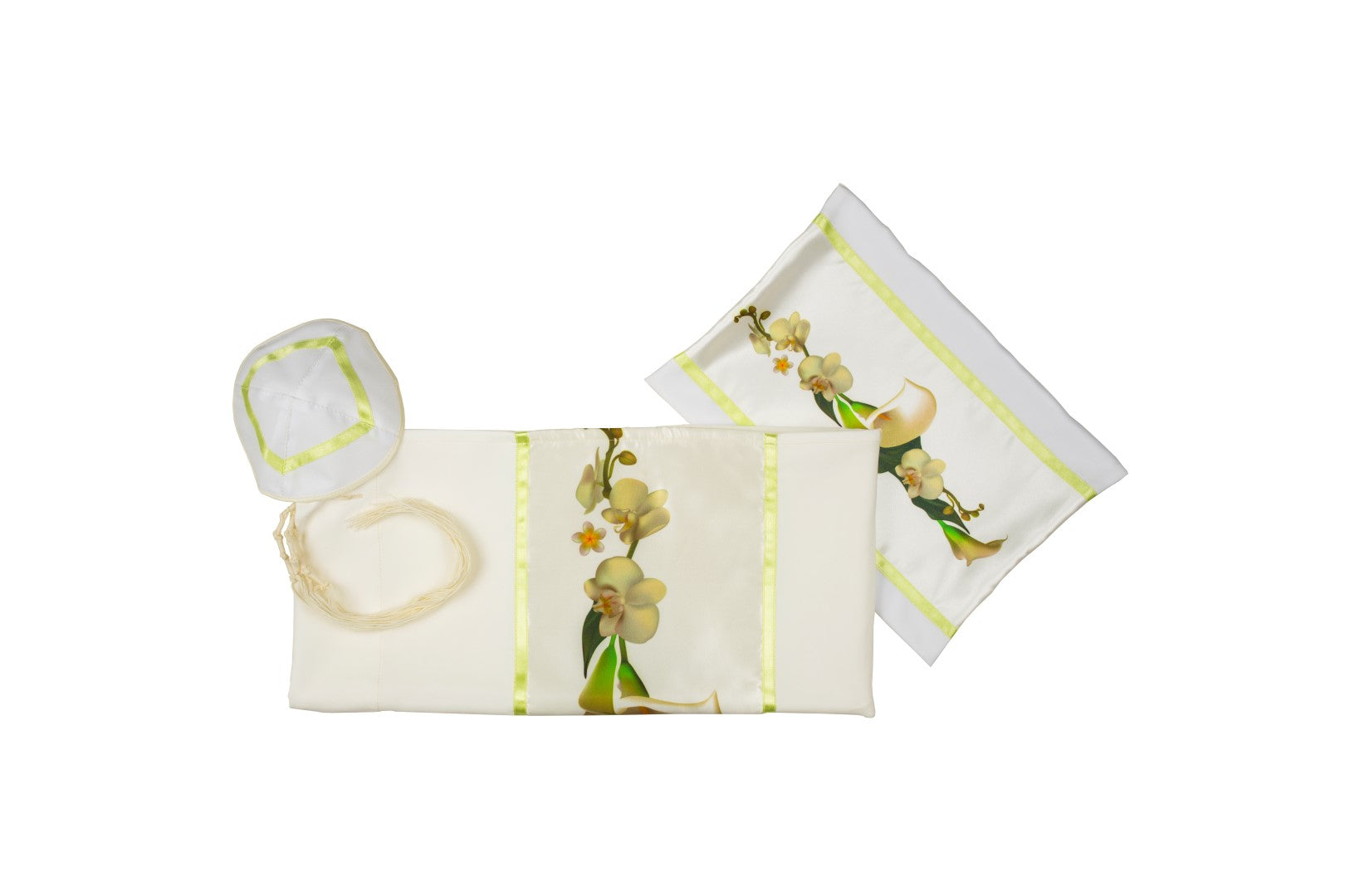 Elegant White Calla Lily Bouquet Tallit for Women & Girls - Perfect for Bat Mitzvah, Synagogue & Jewish Ceremonies - Soft Prayer Shawl for Religious Occasions