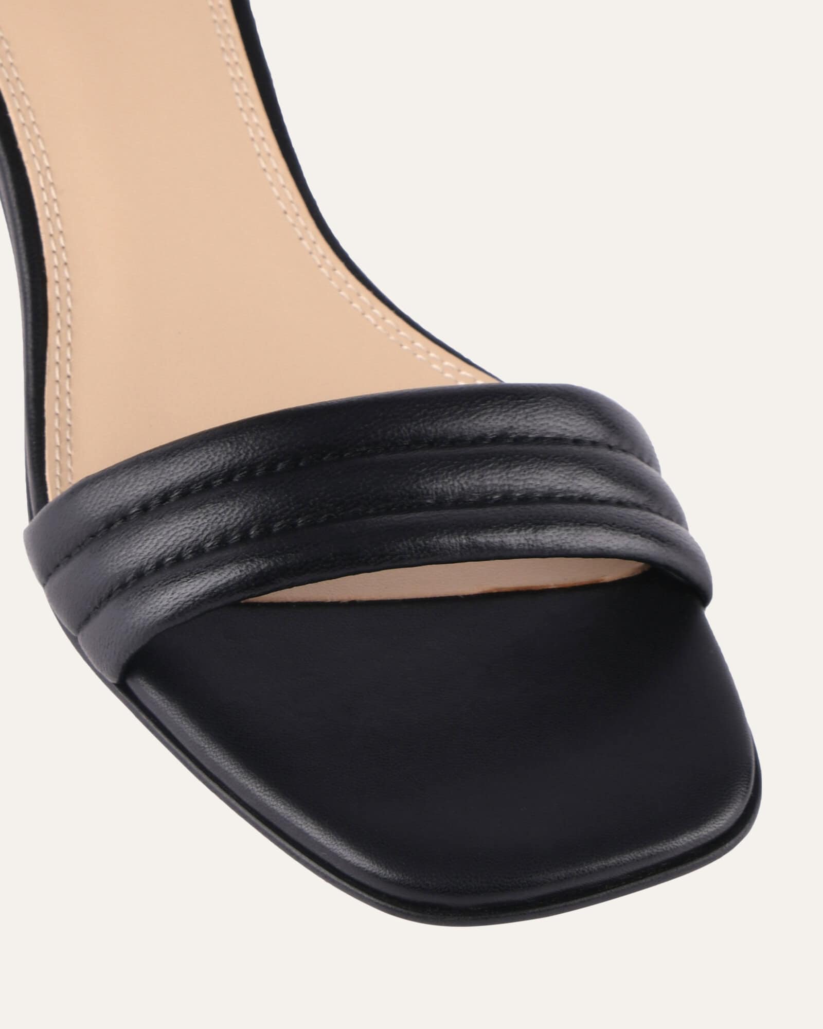 LYRIC Black Leather Mid Heel Sandals for Women - Comfortable Dressy Strappy Shoes for Summer, Weddings & Office Wear