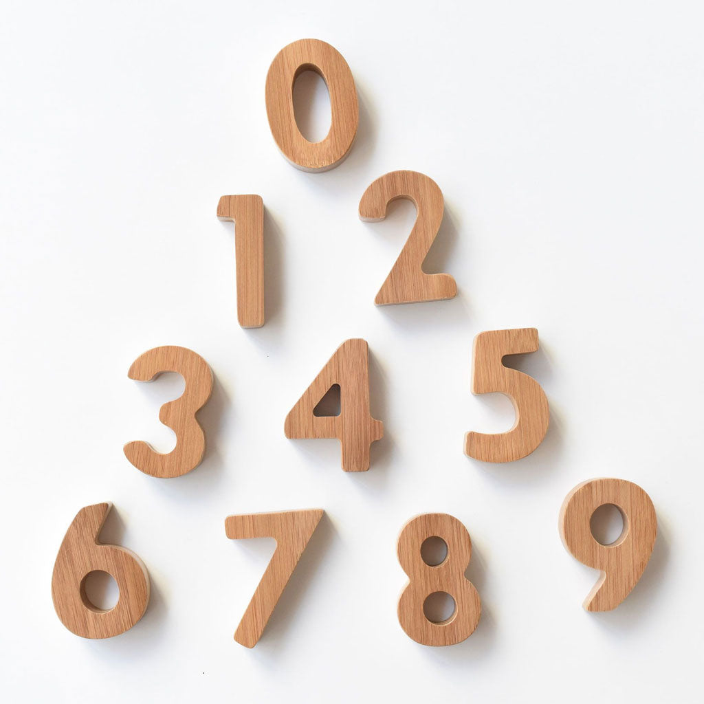 Wee Gallery Bamboo Numbers - Natural Wooden Counting Toys for Toddlers & Kids - Perfect for Early Learning, Montessori Math Activities & Home Decor