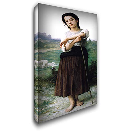 William Adolphe Bouguereau Young Shepherdess 16x24 Gallery Wrapped Canvas Art Print - Romantic French Oil Painting Reproduction for Living Room, Bedroom & Office Decor