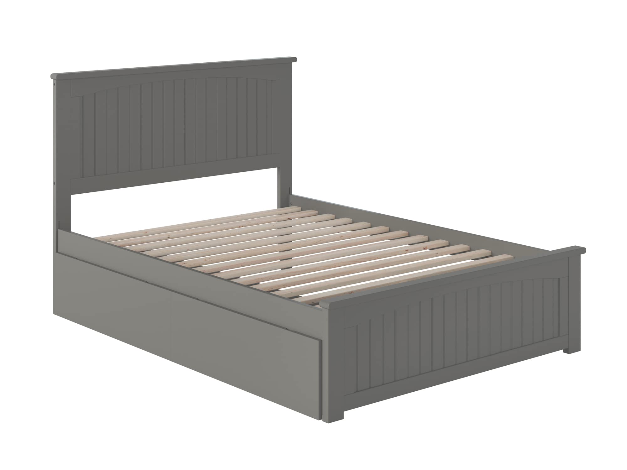Nantucket Full Size Platform Bed Frame with Matching Footboard & Urban Storage Drawers - Grey Modern Bedroom Furniture for Small Spaces & Guest Rooms