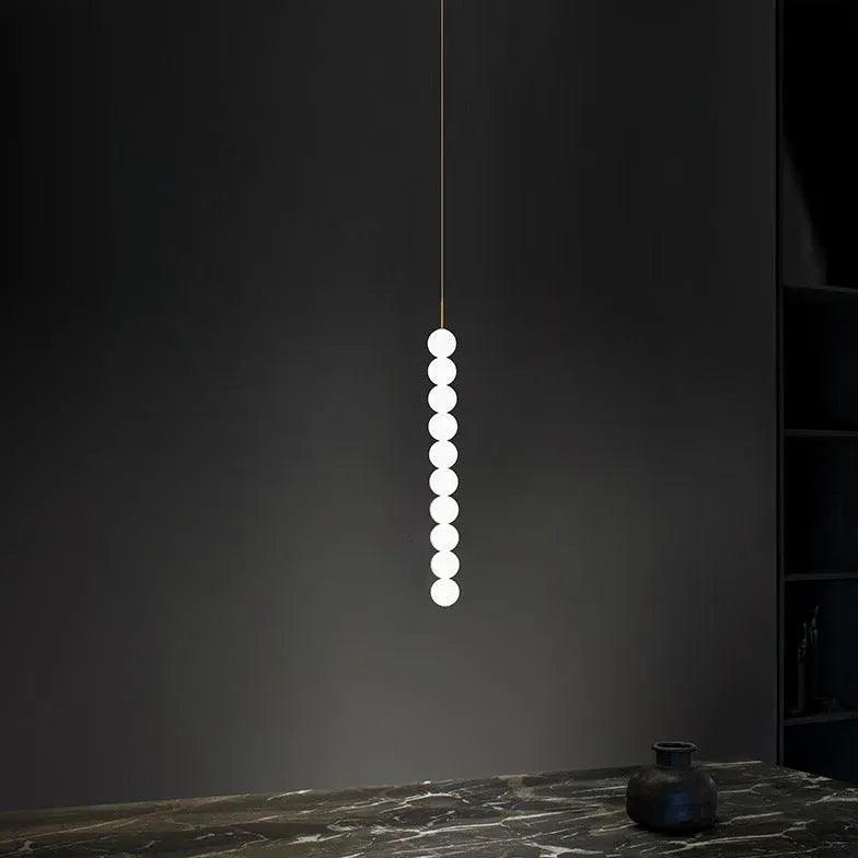 Modern White Pearl String Pendant Light - Elegant Ceiling Fixture for Living Room, Bedroom, and Dining Room Decor
