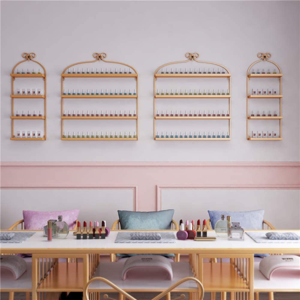 4-Tier Metal Nail Polish Display Stand - Wall Mounted Organizer for Salon & Spa