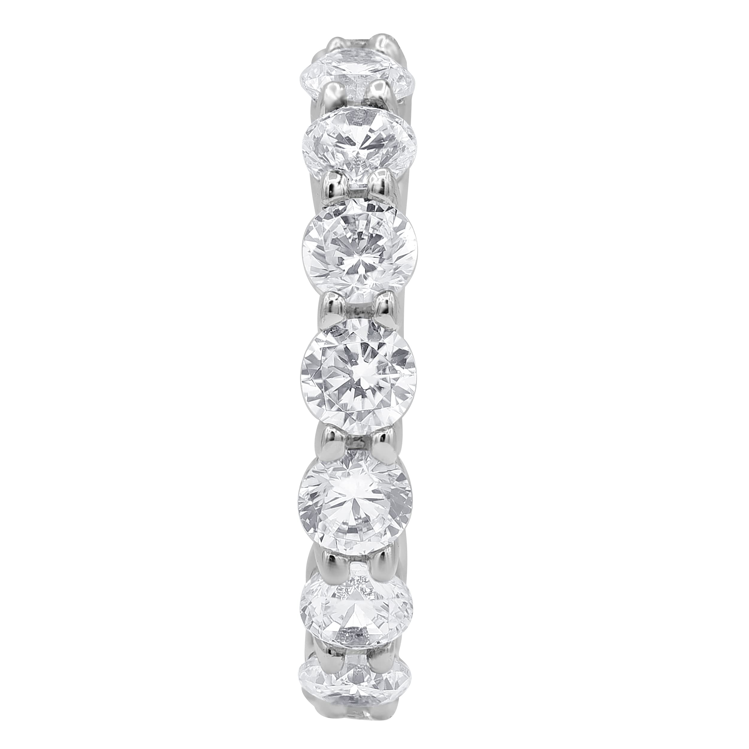 Round Cut Cubic Zirconia Sterling Silver Eternity Band Ring for Women | Classic Wedding & Anniversary Jewelry | Elegant Stackable Ring for Everyday Wear | Gift Box Included
