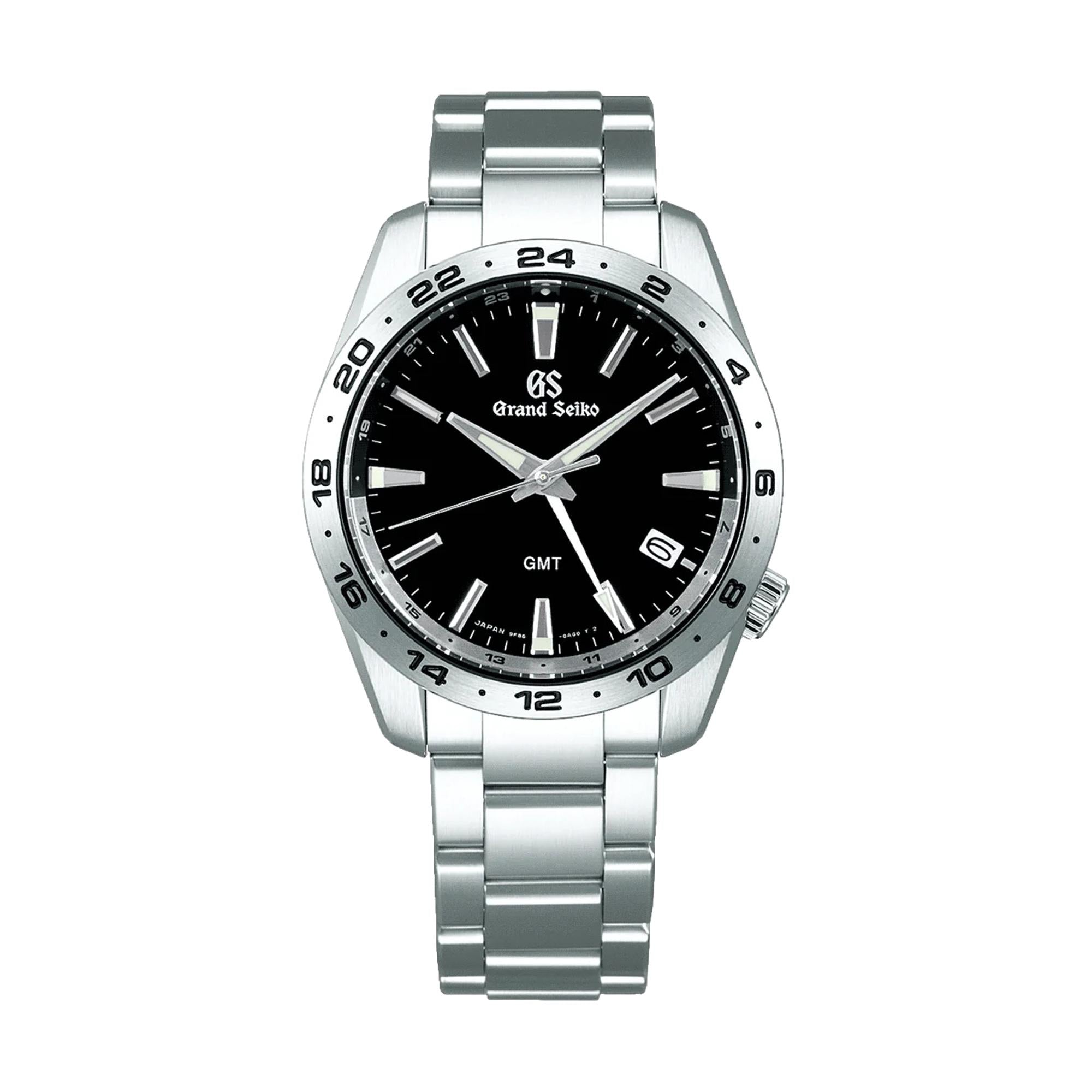 Seiko SBGN027 Sport Quartz GMT Watch - 39mm Black Dial with Stainless Steel Bracelet - Perfect for Travel, Business & Outdoor Adventures