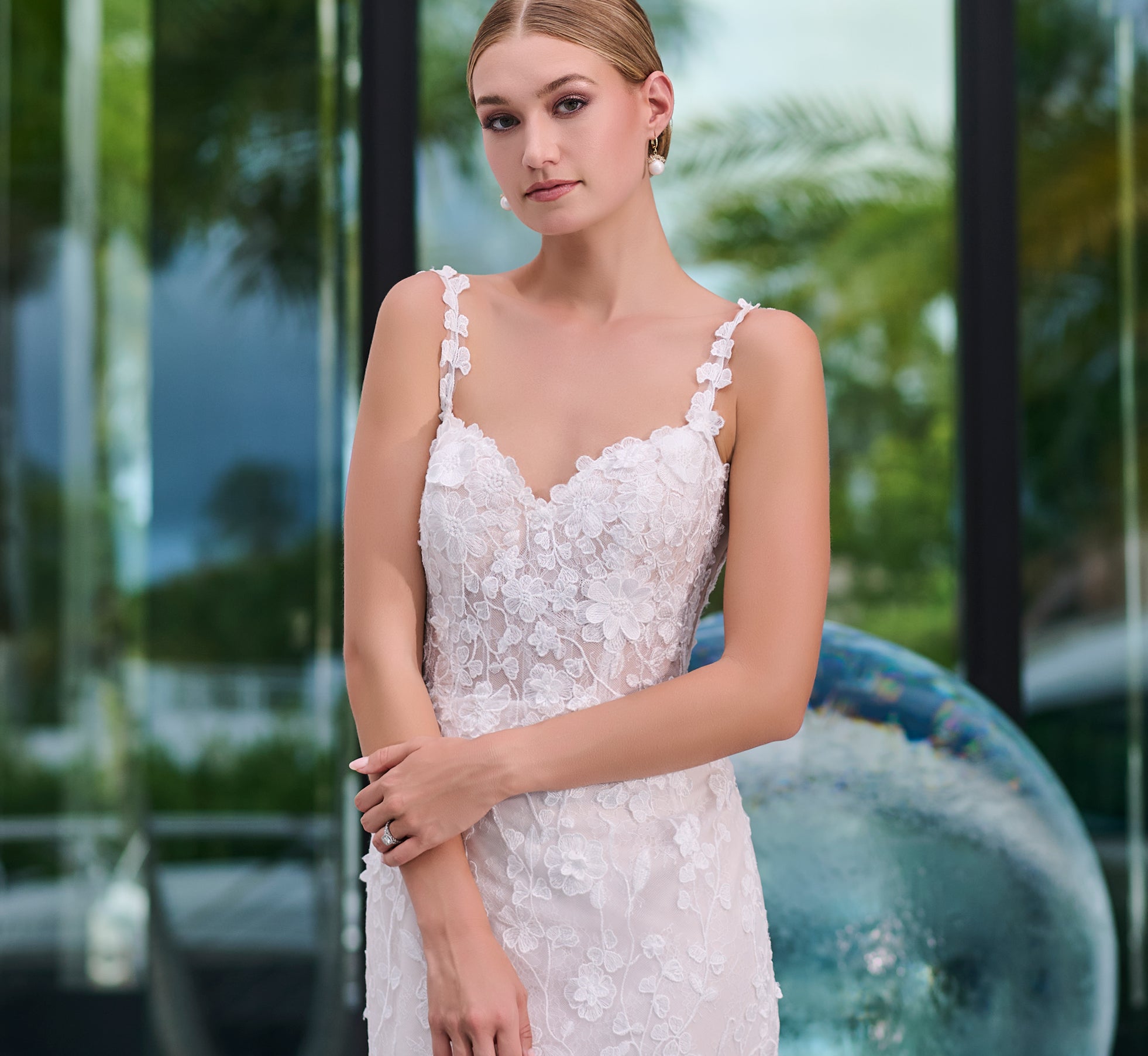 Elegant Ivory Almond All Over Lace Slim Gown - Perfect for Weddings, Proms & Formal Evening Events