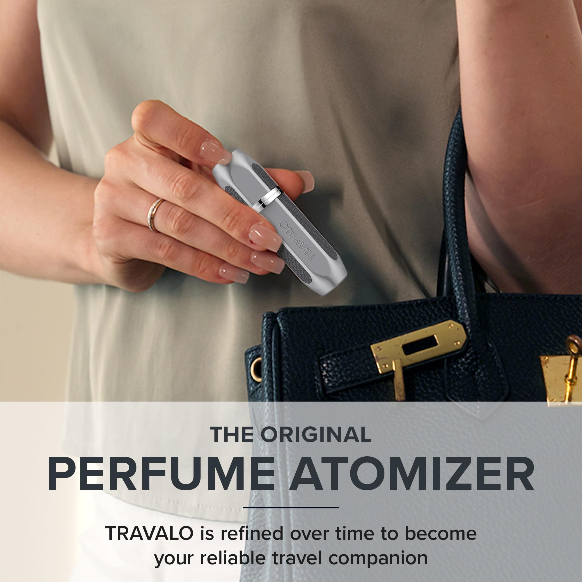 TSA Approved Travalo Vector Perfume Atomizer Bundle - Refillable Mini Sprayer for Cologne & Aftershave | Lightweight Metal Case in Silver, Blue, Black (3 Pack, 0.17oz) - Perfect for Travel, Gym & On-The-Go Fragrance Touch-Ups