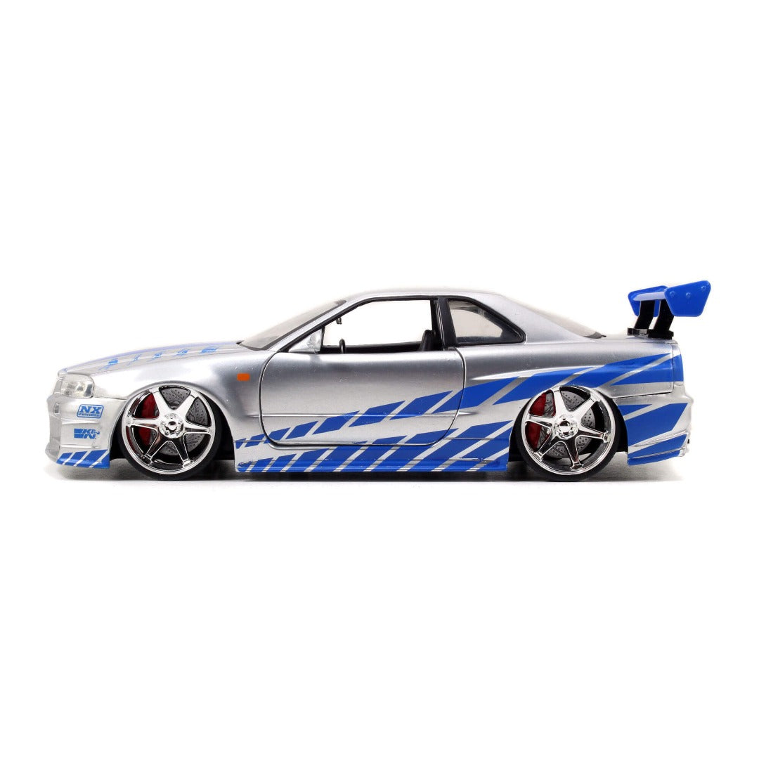1:24 Scale Brian's 2002 Nissan Skyline GT-R (BNR34) Diecast Model Car - Fast and Furious Movie Replica - Perfect for Collectors, Display, and Racing Enthusiasts