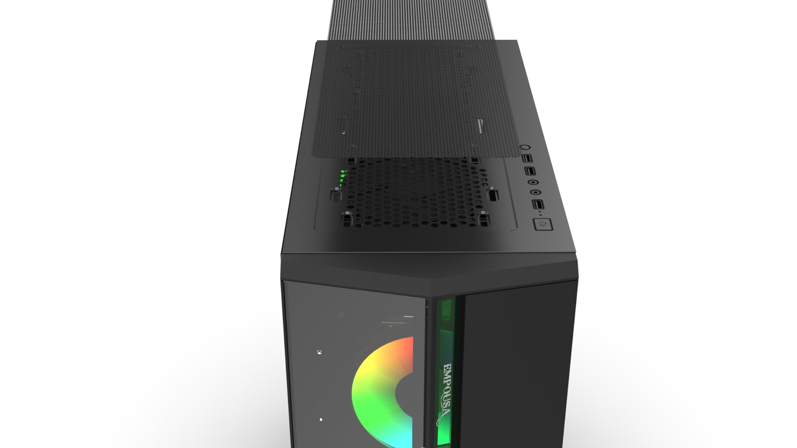 INCA EMPOUSA EMG-17XN Premium Gaming PC Case - High Airflow ATX Mid Tower Computer Case with Tempered Glass & RGB Lighting for Gaming, Streaming & Workstation Builds